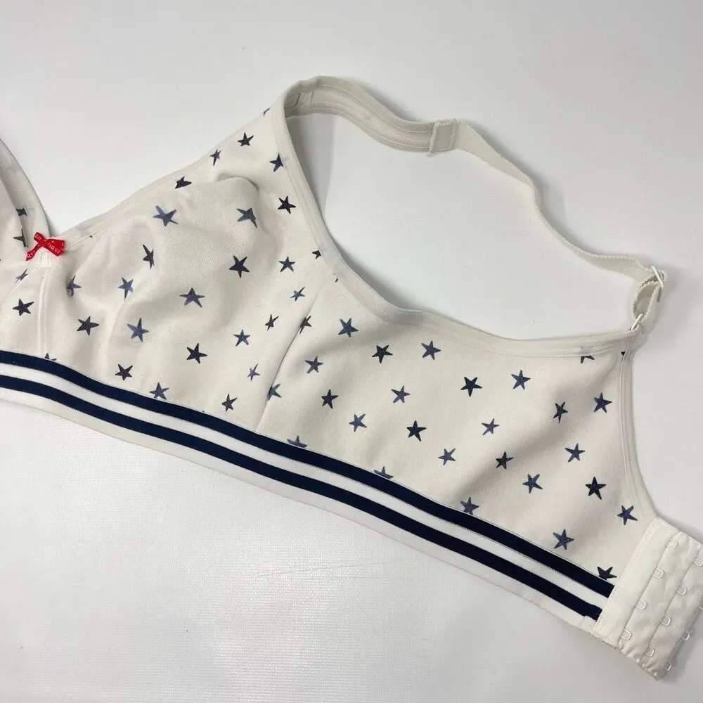 Cacique Lane Bryant Unlined Full Coverage No Wire White Stars Bra Women Size 42D